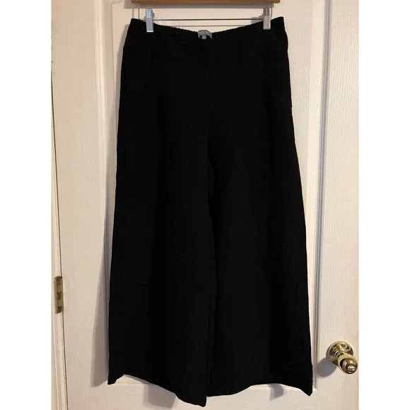 Habitat Clothes to Live In Black Wide Leg Crop Pants Womens Small Basic Casual - Picture 3 of 5